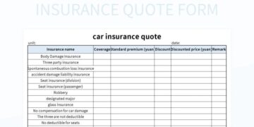 Standard Auto Insurance Quote Form Excel Template And Google Sheets ...